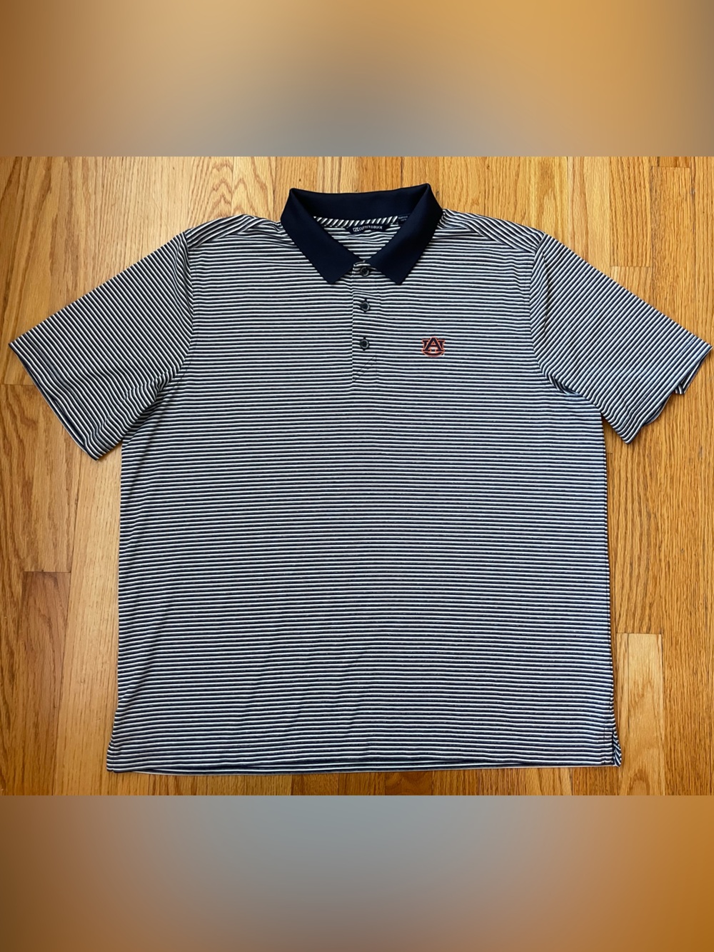 Cutter & Buck Auburn University Navy and White Striped Polo